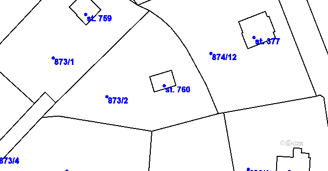 Parcela st. 760 v KÚ Šťáhlavy, Katastrální mapa