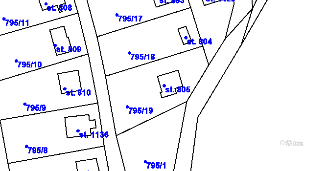 Parcela st. 805 v KÚ Šťáhlavy, Katastrální mapa