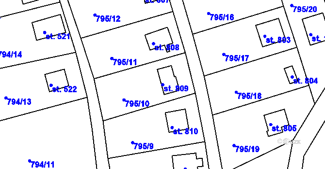 Parcela st. 809 v KÚ Šťáhlavy, Katastrální mapa
