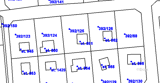 Parcela st. 861 v KÚ Šťáhlavy, Katastrální mapa