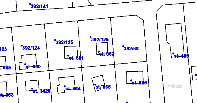 Parcela st. 862 v KÚ Šťáhlavy, Katastrální mapa