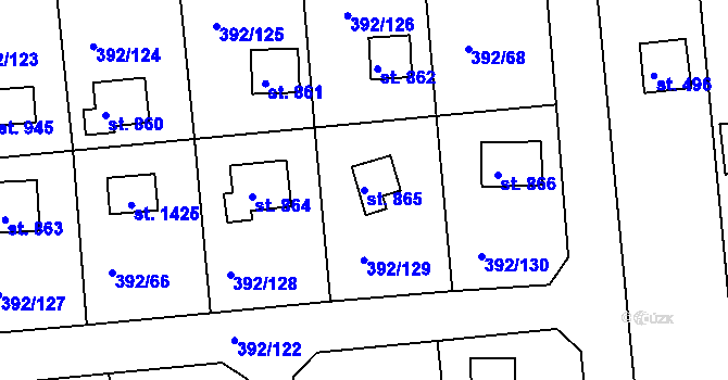 Parcela st. 865 v KÚ Šťáhlavy, Katastrální mapa