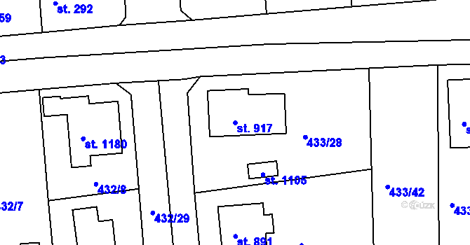 Parcela st. 917 v KÚ Šťáhlavy, Katastrální mapa