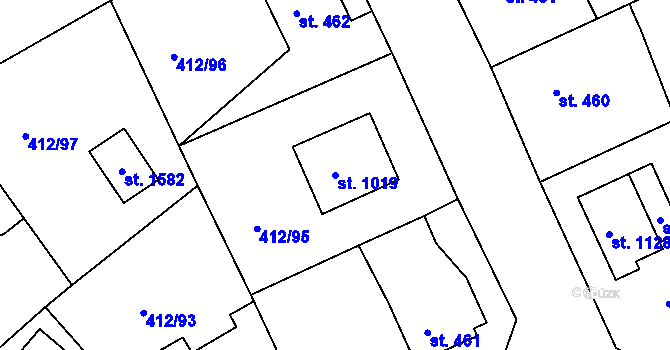 Parcela st. 1019 v KÚ Šťáhlavy, Katastrální mapa