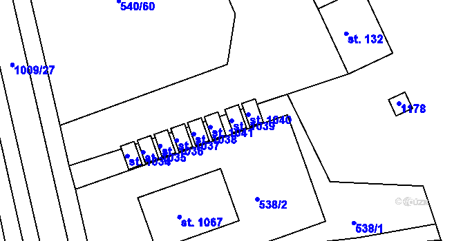 Parcela st. 1039 v KÚ Šťáhlavy, Katastrální mapa