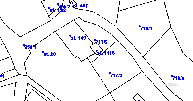 Parcela st. 1116 v KÚ Šťáhlavy, Katastrální mapa