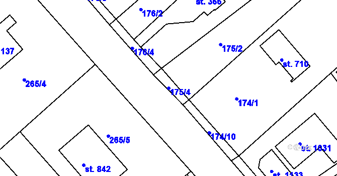 Parcela st. 175/4 v KÚ Šťáhlavy, Katastrální mapa