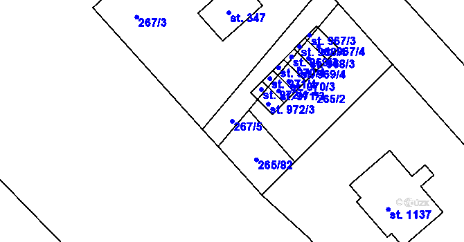 Parcela st. 267/5 v KÚ Šťáhlavy, Katastrální mapa