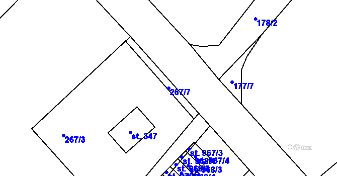 Parcela st. 267/7 v KÚ Šťáhlavy, Katastrální mapa