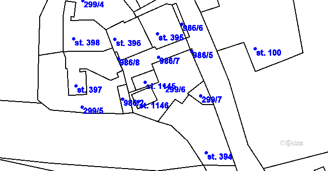 Parcela st. 299/6 v KÚ Šťáhlavy, Katastrální mapa