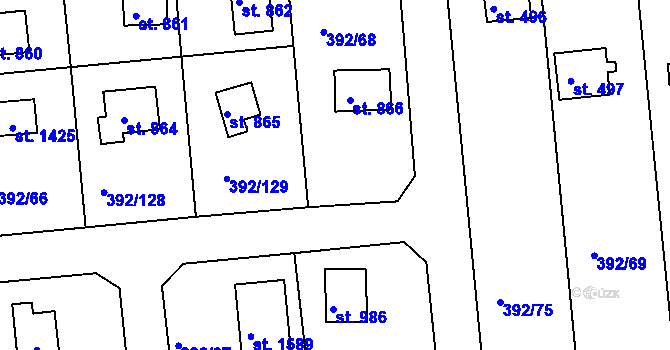 Parcela st. 392/130 v KÚ Šťáhlavy, Katastrální mapa