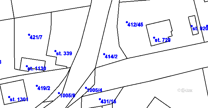 Parcela st. 414/2 v KÚ Šťáhlavy, Katastrální mapa
