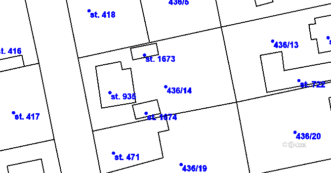 Parcela st. 436/14 v KÚ Šťáhlavy, Katastrální mapa