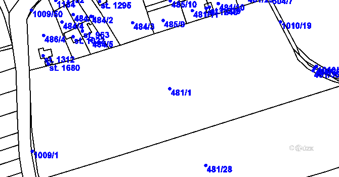 Parcela st. 481/1 v KÚ Šťáhlavy, Katastrální mapa