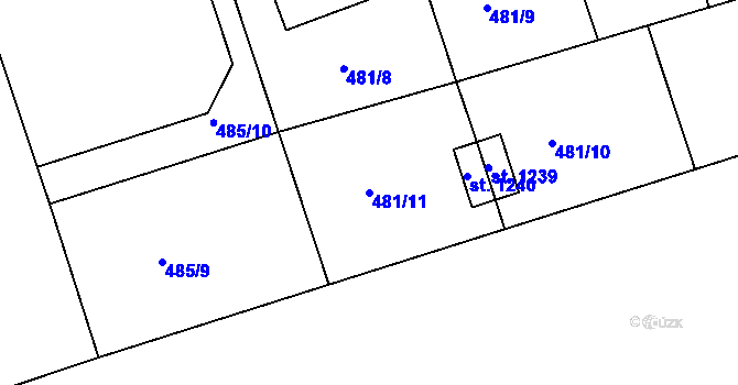 Parcela st. 481/11 v KÚ Šťáhlavy, Katastrální mapa