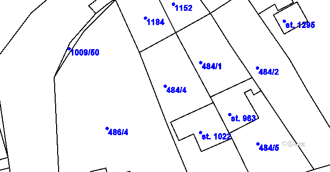 Parcela st. 484/4 v KÚ Šťáhlavy, Katastrální mapa