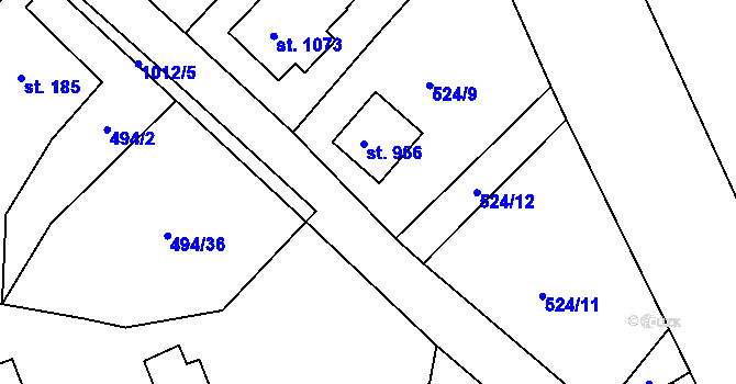 Parcela st. 524/10 v KÚ Šťáhlavy, Katastrální mapa