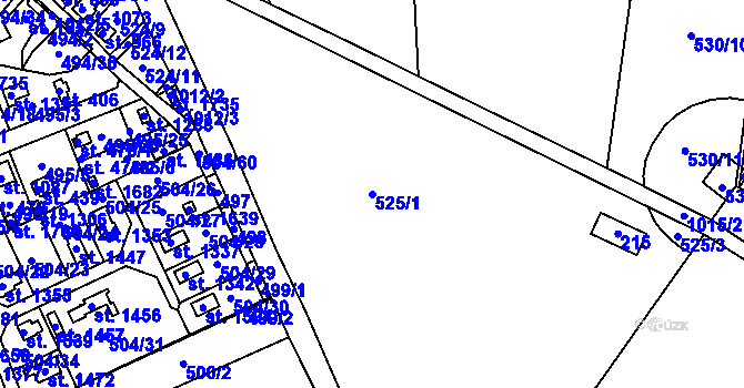 Parcela st. 525/1 v KÚ Šťáhlavy, Katastrální mapa
