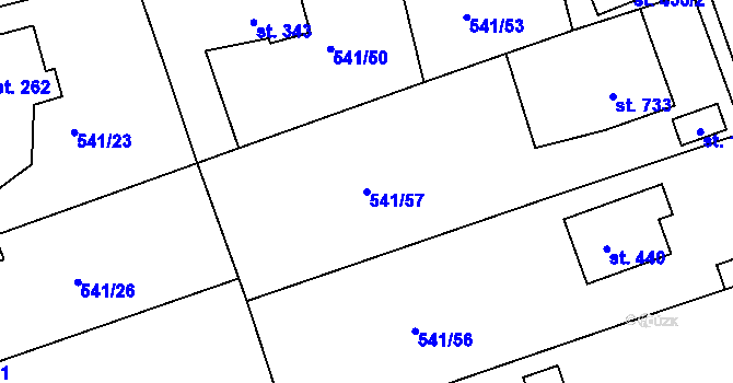 Parcela st. 541/57 v KÚ Šťáhlavy, Katastrální mapa