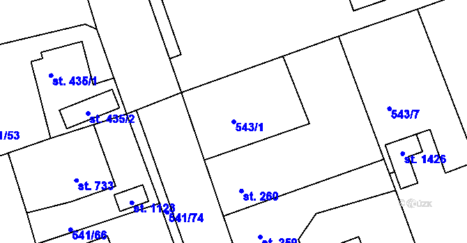Parcela st. 543/1 v KÚ Šťáhlavy, Katastrální mapa