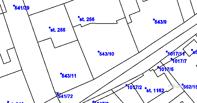 Parcela st. 543/10 v KÚ Šťáhlavy, Katastrální mapa