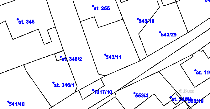 Parcela st. 543/11 v KÚ Šťáhlavy, Katastrální mapa