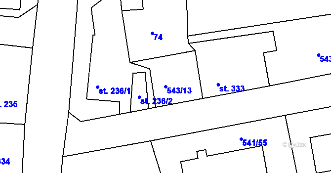Parcela st. 543/13 v KÚ Šťáhlavy, Katastrální mapa