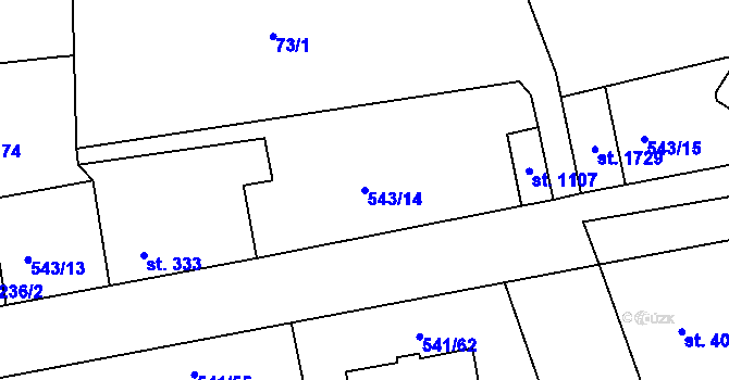 Parcela st. 543/14 v KÚ Šťáhlavy, Katastrální mapa