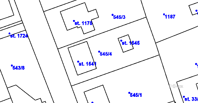Parcela st. 545/4 v KÚ Šťáhlavy, Katastrální mapa