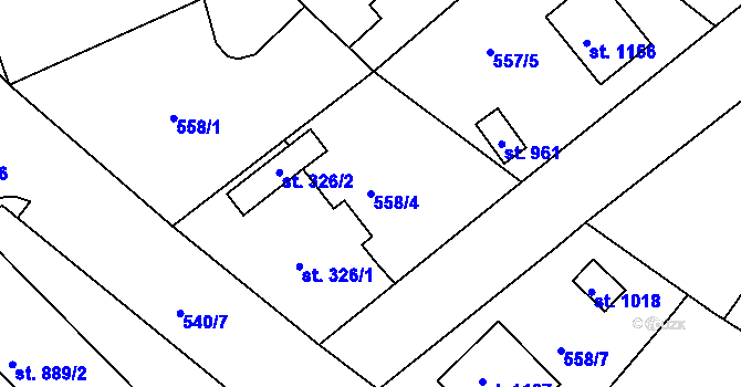 Parcela st. 558/4 v KÚ Šťáhlavy, Katastrální mapa