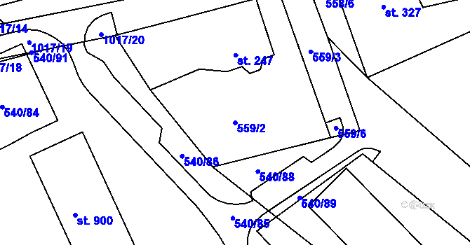 Parcela st. 559/2 v KÚ Šťáhlavy, Katastrální mapa