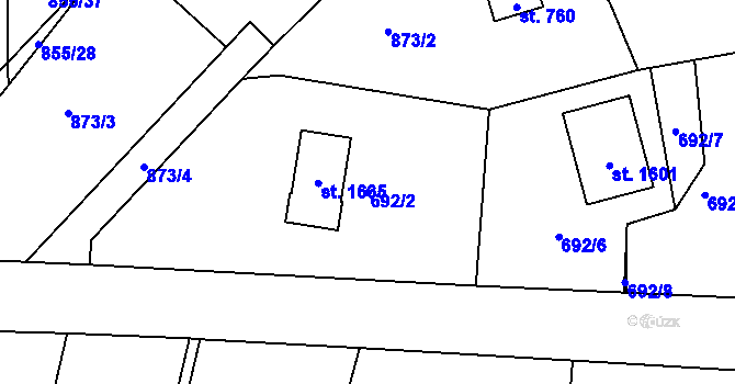 Parcela st. 692/2 v KÚ Šťáhlavy, Katastrální mapa