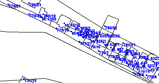 Parcela st. 779/17 v KÚ Šťáhlavy, Katastrální mapa