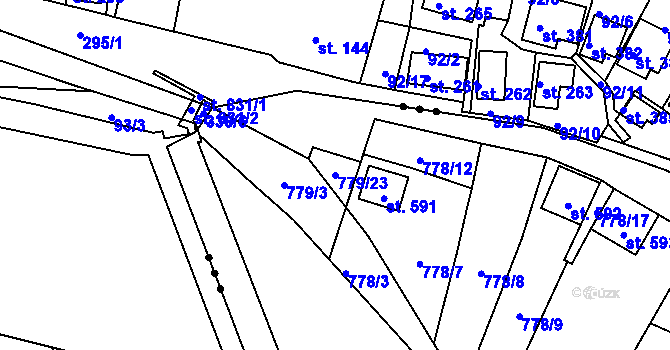 Parcela st. 779/23 v KÚ Šťáhlavy, Katastrální mapa