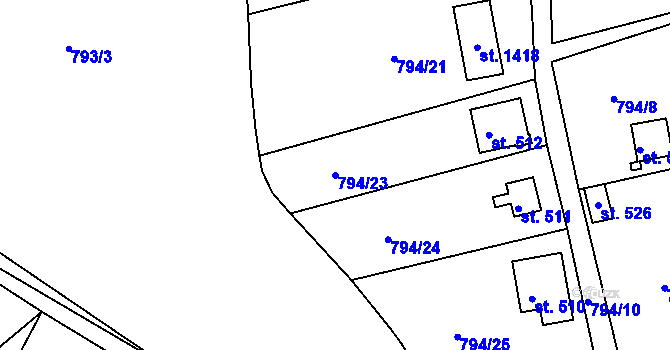 Parcela st. 794/23 v KÚ Šťáhlavy, Katastrální mapa