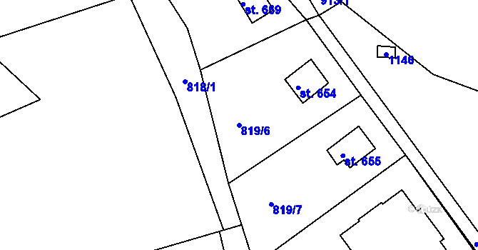 Parcela st. 819/6 v KÚ Šťáhlavy, Katastrální mapa