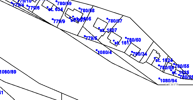 Parcela st. 1080/4 v KÚ Šťáhlavy, Katastrální mapa
