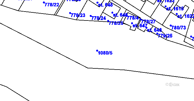 Parcela st. 1080/5 v KÚ Šťáhlavy, Katastrální mapa