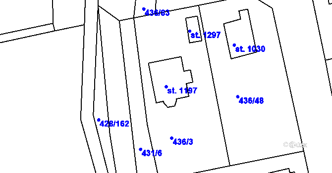 Parcela st. 1197 v KÚ Šťáhlavy, Katastrální mapa