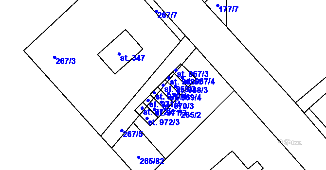 Parcela st. 969/3 v KÚ Šťáhlavy, Katastrální mapa