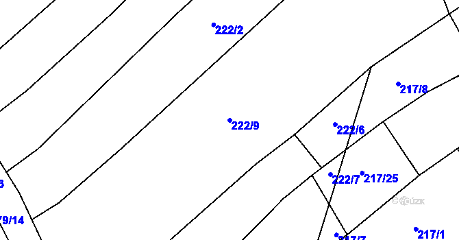 Parcela st. 222/9 v KÚ Šťáhlavy, Katastrální mapa