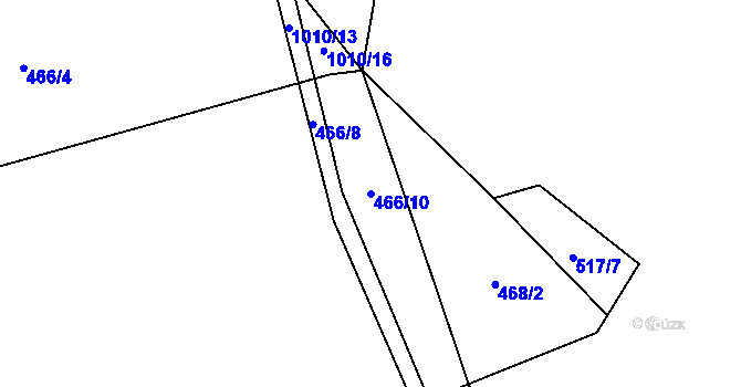 Parcela st. 466/10 v KÚ Šťáhlavy, Katastrální mapa