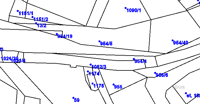 Parcela st. 954/36 v KÚ Šťáhlavy, Katastrální mapa