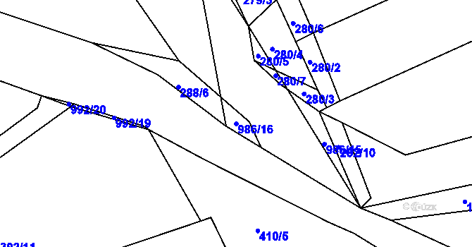Parcela st. 986/16 v KÚ Šťáhlavy, Katastrální mapa