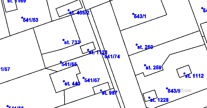 Parcela st. 541/74 v KÚ Šťáhlavy, Katastrální mapa