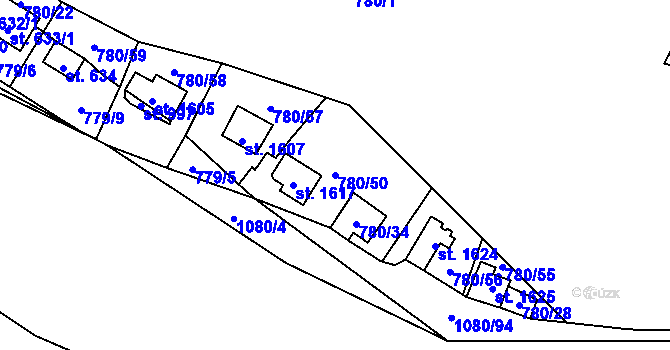 Parcela st. 780/50 v KÚ Šťáhlavy, Katastrální mapa