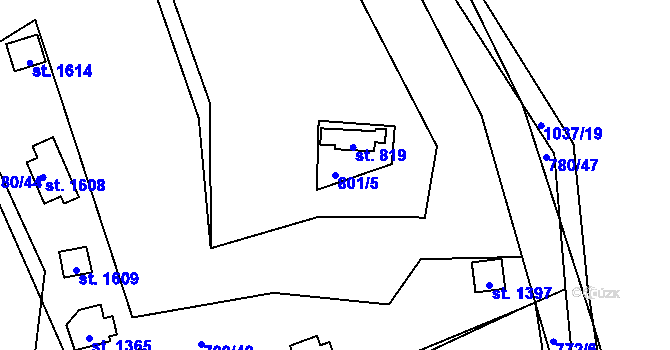 Parcela st. 801/5 v KÚ Šťáhlavy, Katastrální mapa
