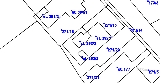 Parcela st. 392/3 v KÚ Šťáhlavy, Katastrální mapa