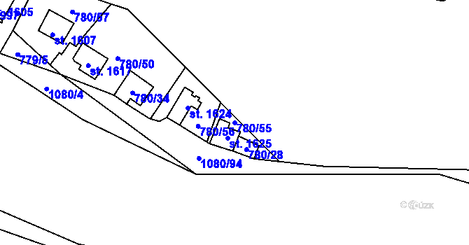 Parcela st. 780/55 v KÚ Šťáhlavy, Katastrální mapa
