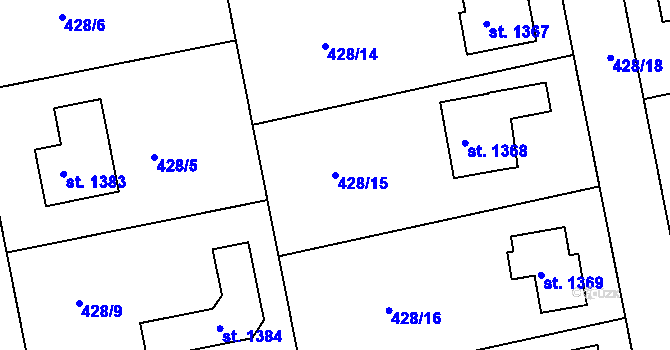 Parcela st. 428/15 v KÚ Šťáhlavy, Katastrální mapa